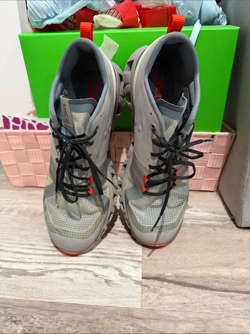 On Running Men's Grey Trail Runners with Orange Accents